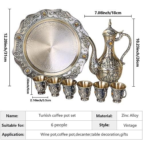 Turkish Tea Coffee Cup and Pot Set Including Teapot