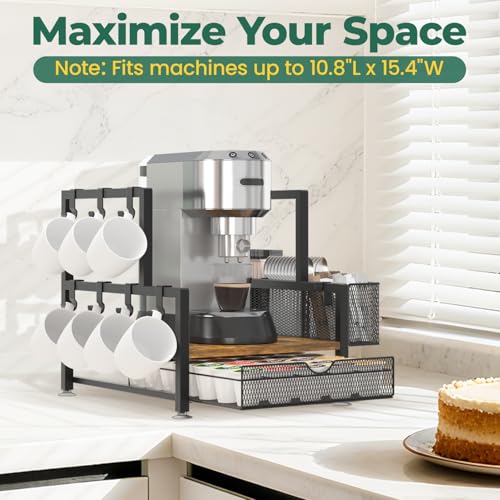 Coffee Bar Station Organizer with K Cup Drawer