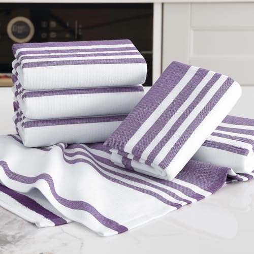 Premium Cotton Stripe Kitchen Towels 6 Pack (6 Count)