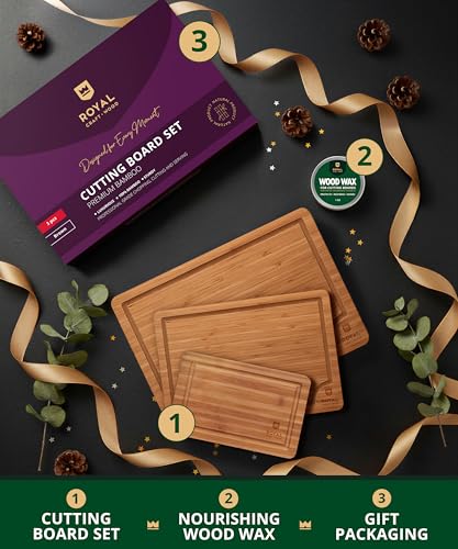 Wooden Cutting Boards for Kitchen Meal Prep & Serving (3 Count)