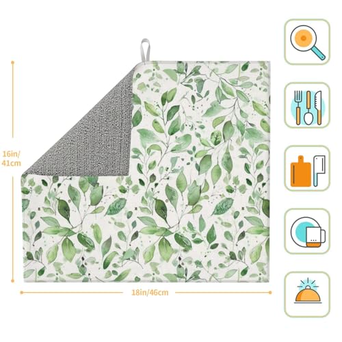 Green Leaves Dish Drying Mat