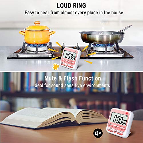 4-in-1 Digital Timer with Count Up/Down, Clock & Alarm, Ring & Silent Modes