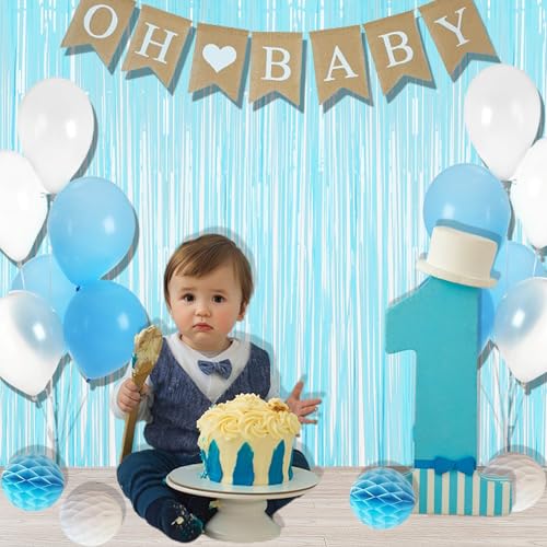 Pastel Blue Fringe Curtains Party Streamers Backdrop (2 Count)