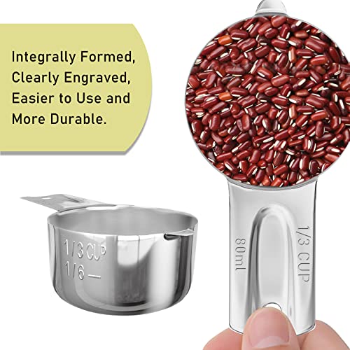 2PCS 1/3CUP(80ml, 2.7oz) Measuring Cup, 18/8 Stainless Steel Measure Scoop (2 Count)