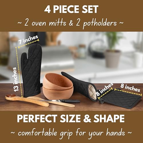 Pot Holders and Oven Mitts Sets for Kitchen Heat Resistant
