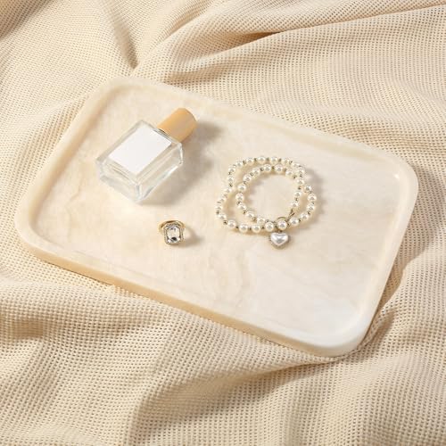 Marble Tray 12"x8" Marble Vanity Tray for Countertop Bathroom Kitchen Dresser