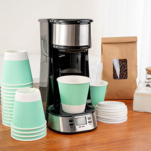Ripple Wall Coffee Cups 500 Count 8 Ounce Insulated Light Green Paper Cups