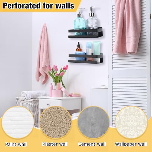 2 Pieces Stainless Steel Shelf Bathroom Shower Floating Shelves Wall Mounted Shower Caddy Basket Shelf Storage Organizer Shelves for Bathroom (2 Count)