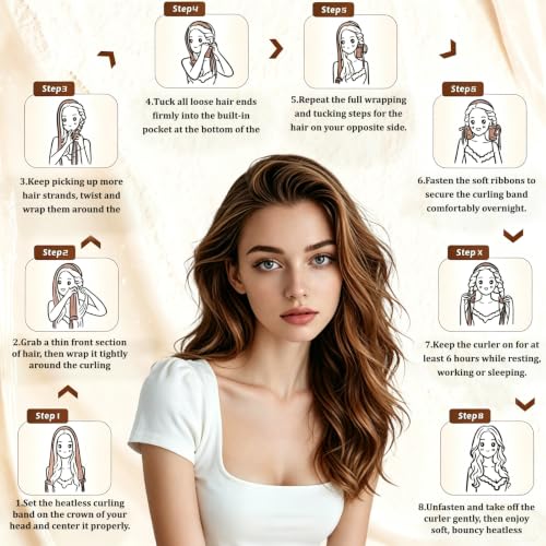 Sleepy Tie Heatless Curling Headband Overnight No Heat Curler Set for Long Hair