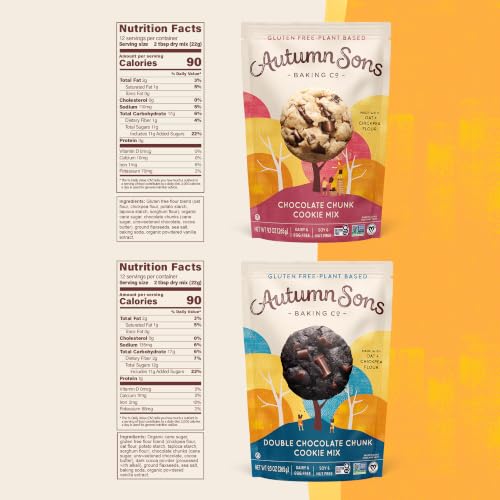 Gluten Free Chocolate Chunk & Double Chocolate Chunk Cookie Mix Combo Pack. Vegan Plant Based Baking Mix. Top 9 Allergen Free. 9.3 oz (18.6 Ounce)