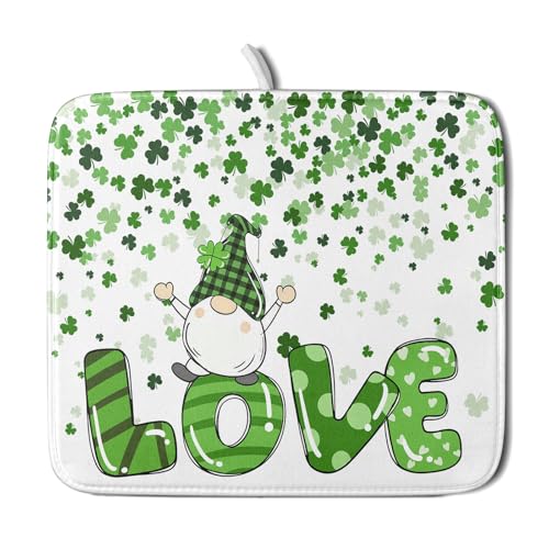 St Patrick's Day Gnomes Love Dish Drying Mat for Kitchen Counter