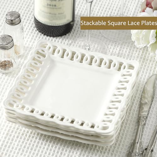 Ceramic Square Dinner Plates (4 Count)
