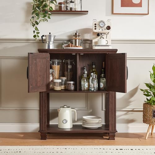 Farmhouse Coffee Bar Cabinet with Open Shelf