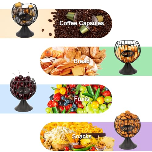 Coffee Pod Storage Organizer K Cup Holder for Counter Metal Storage Basket for Keuring pods Coffee Bar Decor Organizer for Capsule Creamer Black