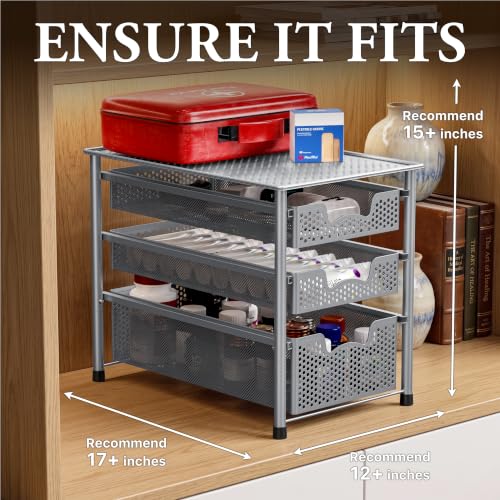 Stackable 3 Tier Sliding Basket Organizer Drawer (3 Count)
