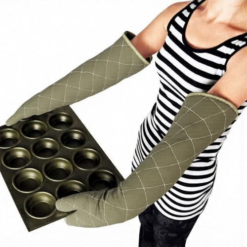 Extra Long 24 Inch Heat Resistant Oven Gloves New Cotton Oven Mitts Kitchen Gloves High Temperature Cooking Tool BBQ Gloves