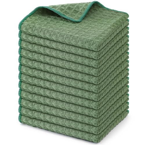 Microfiber Waffle Weave Kitchen Dish Cloths (12 Count)