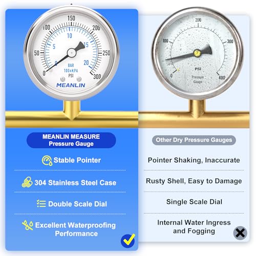 0~300Psi Dry Pressure Gauge Stainless Steel 1