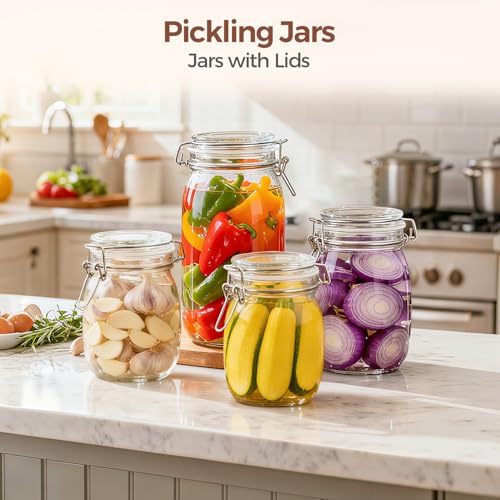 Large Glass Mason Jars with Airtight Lids Half Gallon 3 Pack Bulk (3 Count)