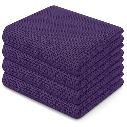 100% Cotton Waffle Weave Kitchen Dish Towels 4 (4 Count)
