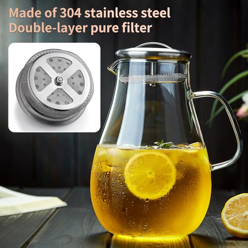 68OZ Glass Pitcher with Lid and Spout