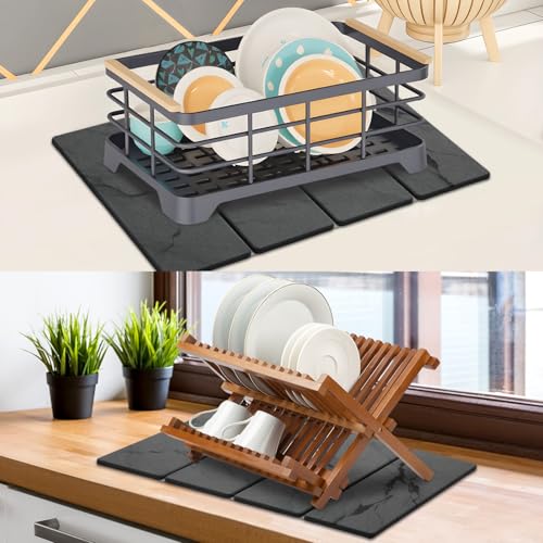 Large Stone Dish Drying Mat for Kitchen Counter (2 Count)