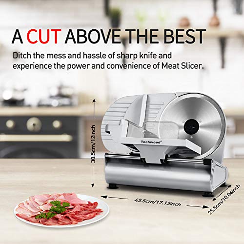 Meat Slicer Techwood Electric Deil Food Slicer with Removable 9” Stainless Steel Blade