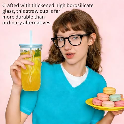 16oz Glass Tumbler with Lid and Straw