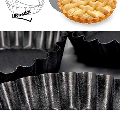 12 Inch Non Stick Tart Quiche Flan Pan Molds Round Removable Loose Bottom Fluted Heavy Duty Pie Pizza Pan