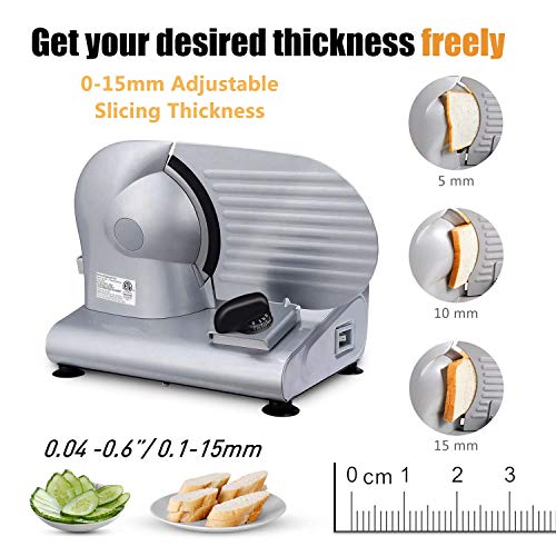 Meat Slicer CUSIMAX Electric Deli Food Slicer with Two 7.5'Removable Stainless Steel Blades and Pusher