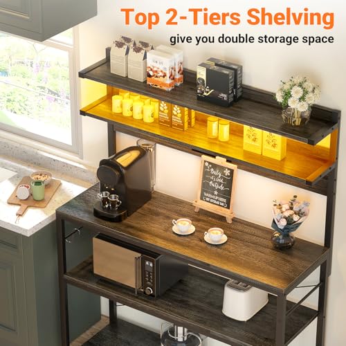 Bakers Rack with Power Outlet & RGB LED