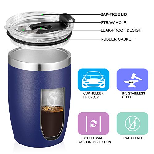 Stainless Steel 12 oz Tumblers bulk Vacuum Insulated Double Wall Travel Tumbler with Lid and Straw Reusable Tumbler (6 Count)
