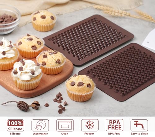 Chocolate Chip Mold 202 Cavity Silicone Mini Candy Molds LFGB 2 Pack For Non Dairy & Sugar Organic Chocolate Chips & Mini Gumdrop