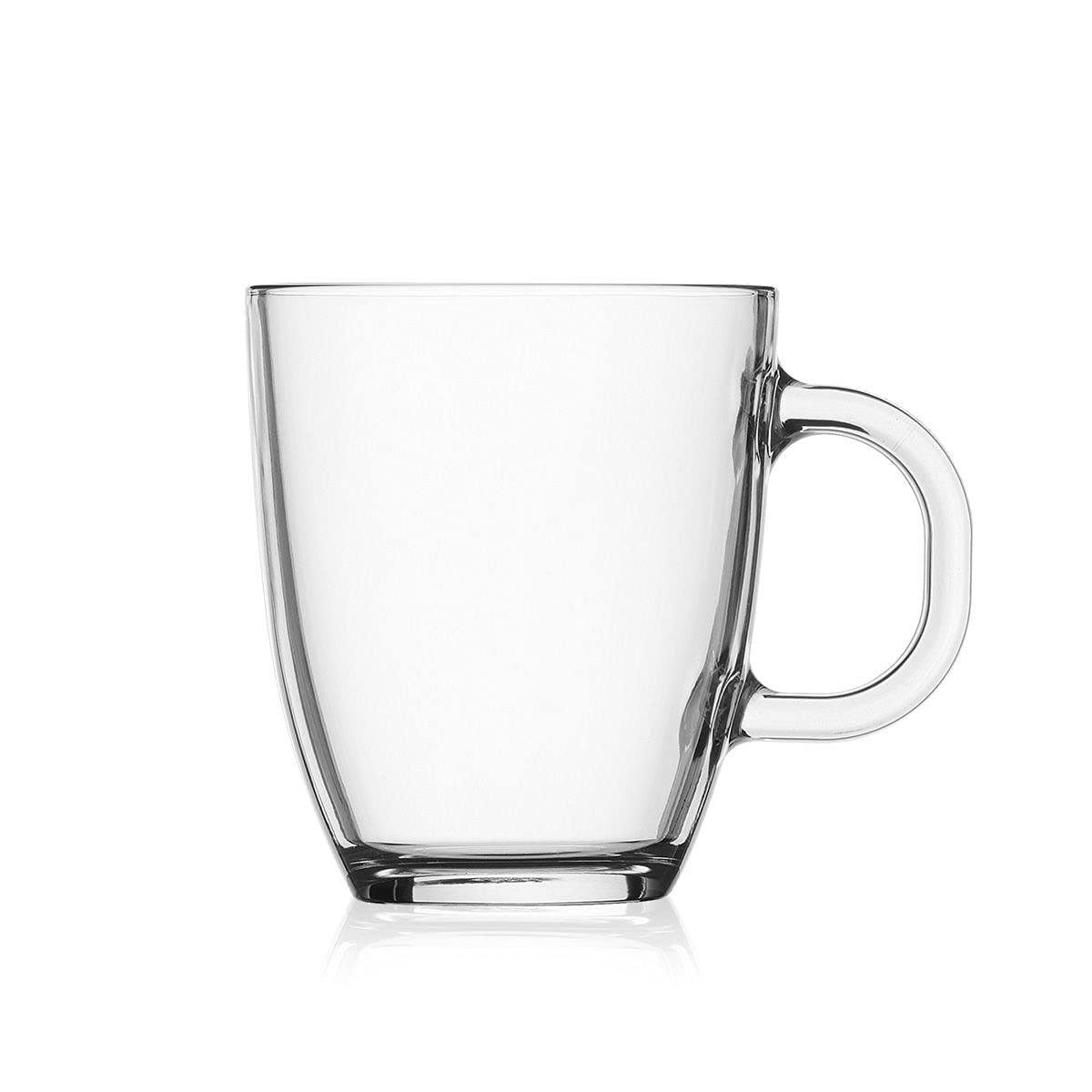 Tempered glass mug with classic straight-sided design