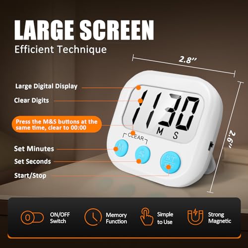 Digital Kitchen Timers for Cooking (6 Count)