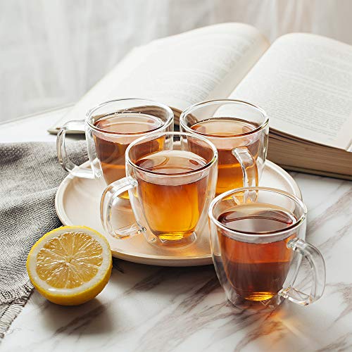BTaT Double Walled Glass Coffee Mugs (4 Count)
