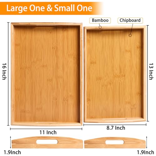 2 Pack Bamboo Serving Trays with Handles (2 Count)