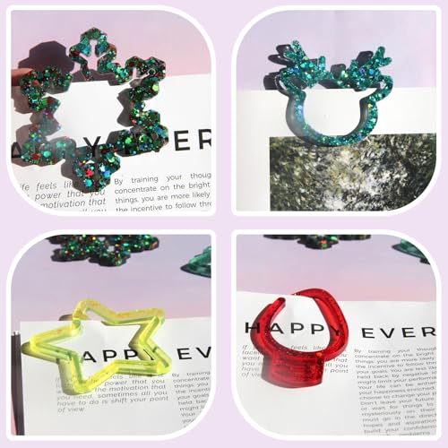 Christmas Book Mark Resin Molds Silicone Bookmark Mold Xmas for Epoxy 9