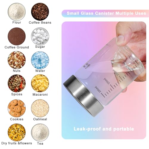 Glass Spice Jar Coffee Sugar Container Airtight Glass Jar Food Storage Canisters Bottle for Kitchen Seasoning Tea Herb Overnight Oats Bar Parfait Snacks