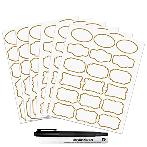 Kitchen Pantry Food Containers Clear Labels with Gold Border