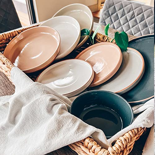 Mora Ceramic Flat Bowls Set of 4