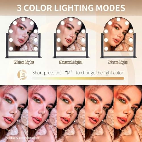 Arched Makeup Vanity Mirror with Lights (9 Count)