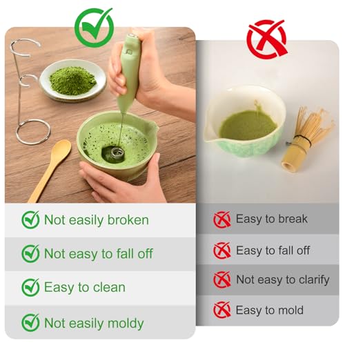 Electric Matcha Whisk Set 4 PCS Matcha Making Kit Powder Mixer Electric Milk Frother Traditional Tea Scoop Chashaku (4 Count)