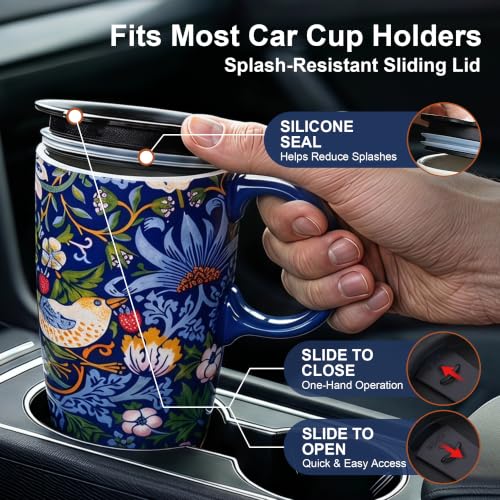 17oz Ceramic Travel Mug with Lid & Handle