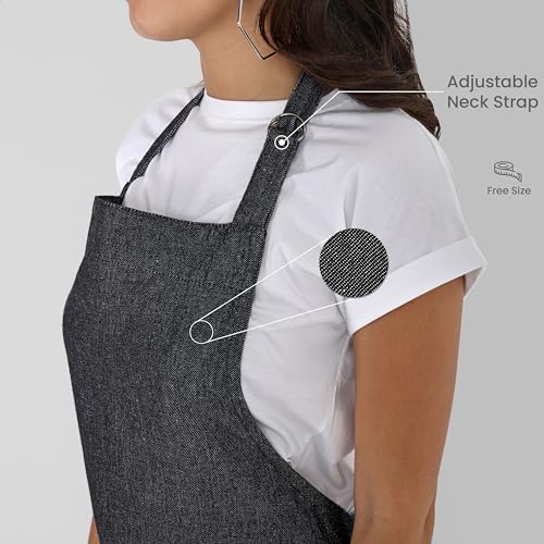 Chef Aprons Recycled Cotton Kitchen Apron with an Adjustable Neck with Long Ties (2 Count)