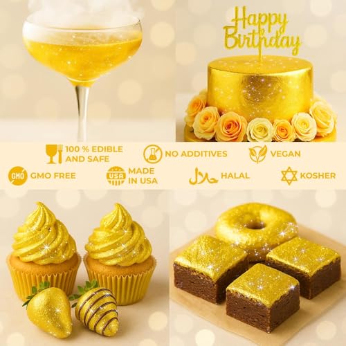 Bulk 20g Yellow Edible Glitter for Drinks