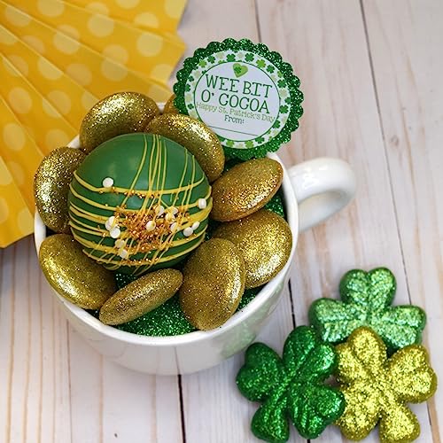 Wee Bit O' Cocoa Shamrock Themed Happy St. Patrick's Day Hot Cocoa Bomb Packaging Sticker Labels
