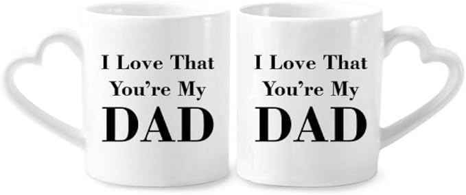 You're My Dad Father's Festival Quote Couple Porcelain Mug Set Ceramic Lover Cup Heart Handle