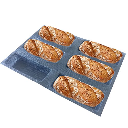 Silicone Bread Forms Square Shape Bread Molds Non Stick Bakery Trays Silicone Coated Fiber Glass 6 Caves Rectangle Moulds