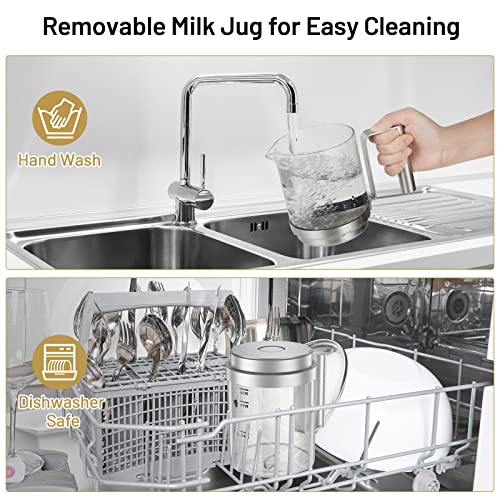 4-in-1 Electric Milk Frother, 17oz Glass Jug Hot & Cold Foam Maker